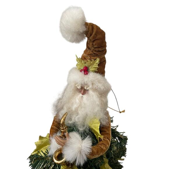 Department 56 Whimsical Christmas Tree Santa Claus Woodsy Elf Saxophone Rare 14" - Picture 5 of 14